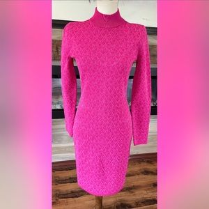 Michael Kors Mega Dot Mock Neck wildberry jumper dress. Size M. NWT